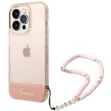Guess Guhcp14lhgcohp za iphone 14 pro - roza silikonski ovitek s perla zapestnico cene