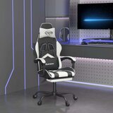  Gaming stol z oporo za noge črno in belo umetno usnje, (21378587) | Shoptok.si