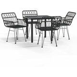  5-dijelni vrtni blagovaonski set od poliratana crni Crna Dužina stola 80 cm | shoptok.hr