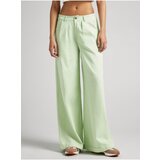 PepeJeans Light Green Women's Wide Trousers with Linen Mon - Ladies Cijene