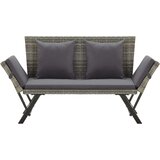 vidaXL Vrtna klop z blazinami siva 176 cm poli ratan | Shoptok.si