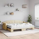  The Living Store Izvlečna dnevna postelja temno krem 80x200 cm blago - Izvlečna Dnevna Postelja, (21508734) Cene