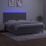  Box spring s madracem LED svjetlosivi 160x200 cm baršun | shoptok.hr