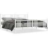 vidaXL Kovinski posteljni okvir z vzglavjem in vznožjem bel 183x213 cm | Shoptok.si