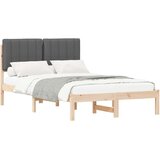  Krevetni okvir s tapiciranim uzglavljem Prirodna i tamno siva - Prirodna i tamno siva 120 x 200 cm | shoptok.hr