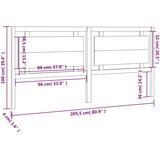  Uzglavlje za krevet crno 205,5 x 4 x 100 cm od masivne borovine | shoptok.hr