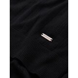 Ombre Men's openwork polo shirt with zipper at neckline - black | Shoptok.si