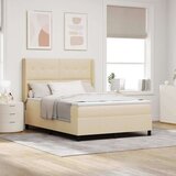  Box Spring postelja z ležiščem in LED krem 140x200 cm tkanina, (22050203) | Shoptok.si