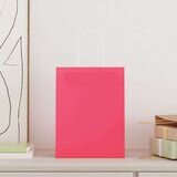 vidaXL Papirnate vrečke 250 kosov z ročaji roza 21x11x28 cm | Shoptok.si