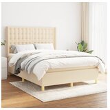 vidaXL Box spring postelja z vzmetnico krem 140x190 cm blago Cene
