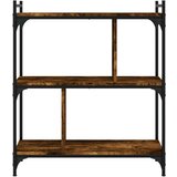  Knjižna omara 3-nadstropna dimljen hrast 76x32x88 cm inž. les, (20978358) | Shoptok.si