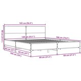 Posteljni okvir dimljeni hrast 140x190 cm inž. les in kovina | Shoptok.si