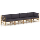 Maison Chic Seti vrtnega pohištva - Vrtna garnitura - Vrtni pohištvo set z blazinami 4-delna temno siva bambus, (21796172) | Shoptok.si