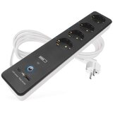  GoSmart podaljšek 2 m / 4 vtičnice / s stikalom / USB / belo-črni / PVC / 1,5 mm2 u