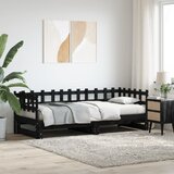  Dnevni ležaj na izvlačenje crni 2x (80x200) cm masivna borovina | shoptok.hr