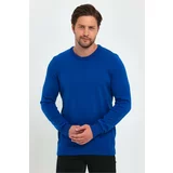 Lafaba Men's Blue Crew Neck Basic Knitwear Sweater