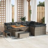 vidaXL set od 12 komada vrtnih sofa s jastučićima siva poli ratan akacija | shoptok.hr