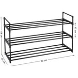 Modern Home metalna polica za obuću sa 3 nivoa, Crna | ePonuda.com