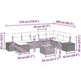 vidaXL Vrtni kavčni set Set 9 Siva Ratan Kotni vrtni kavč Pravokoten | Shoptok.si