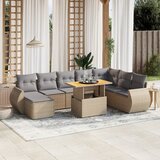 The Living Store Vrtna garnitura 9-delna z blazinami bež poli ratan - Vrtna Sedežna Garniture, (21472869) | Shoptok.si