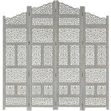 Sobna pregrada s 4 panela siva 160 x 165 cm masivno drvo manga | shoptok.hr