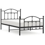 Maison Chic Kovinski Posteljni okvir - Dvoposteljna postelja - Zakonska postelja z vzglavjem in vznožjem črn 100x190 cm, (21696725) | Shoptok.si