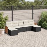 Maison Chic Seti vrtnega pohištva - Vrtna garnitura - Vrtni pohištvo set 7-delna z blazinami črn poli ratan, (21802009) | Shoptok.si