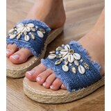 D/CEO Silver braided espadrille slides with walrus shells | ePonuda.com