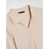 Sinsay Rebrasta bluza s dugim rukavima i ovratnikom | shoptok.hr