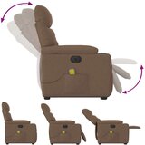 vidaXL Električni masažni naslonjač na podizanje od tkanine smeđi | shoptok.hr