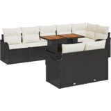 vidaXL set vrtnog kauča od 9 dijelova s jastučićima Crni Poly rattan Akacija, 2-sjedalni vrtni kauč s jastučićima Crni Poly rattan | shoptok.hr