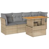 vidaXL 5-dijelni vrtni set sofa s jastucima bež od poliratana | shoptok.hr