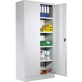 eurokraft basic Univerzalna omara s krilnimi vrati in 4 policami, VxŠxG 1950 x 915 x 421 mm, korpus in vrata svetlo siva | Shoptok.si