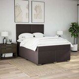 vidaXL Box spring postelja z vzmetnico temno rjava 140x200 cm blago | Shoptok.si