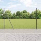 vidaXL Šesterokotna Ograja Siva 1.6x25 m Jeklo, Ograjni Stebri s Podnožnimi Ploščami 13 kos Ø32mm 88.5cm Galvanizirano Jeklo | Shoptok.si