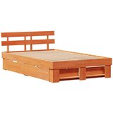 vidaXL Konstrukcija postelje Rjava 140 x 190 cm Trdna borovina, (5000022911) | Shoptok.si