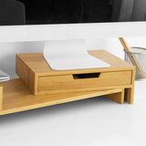 SoBuy stojalo za monitor pisalna miza organizator z 2 predali v barvi lesa v skandinavskem slogu, (20815121) | Shoptok.si