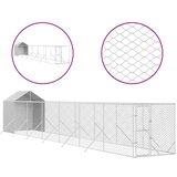vidaXL Zunanja pasja ograda s streho srebrna 2x14x2,5m pocinkano jeklo - - Srebrna - 96.95 - 2 x 14 x 2.5 m - 2025- | Shoptok.si