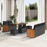 vidaXL 8-dijelni vrtni sofa set s jastučićima crni poli ratan akacija Cijene