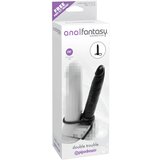Pipedream analfantasy Double Trouble - pritrdljiv analni dildo (črn) Cene