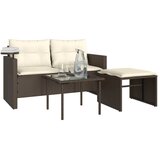  3-dijelni set vrtnih sofa s jastucima smeđi od poliratana | shoptok.hr