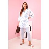 Kesi Włoski Women's patterned shirt with collar and pocket blue | Shoptok.si