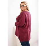 Kesi Włoski Plus Size women's cotton blouse with print burgundy | Shoptok.si