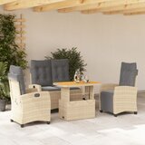 vidaXL 4-dijelni vrtni blagovaonski set od poliratana s jastucima bež | shoptok.hr
