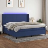  Krevet box spring s madracem LED plavi 200x200 cm od tkanine Cijene