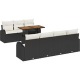 vidaXL 8-dijelni set vrtnih sofa s jastučićima crni poli ratan, 2-sjedalna vrtna sofa s pohranom i jastučićima crni poli ratan Cijene