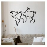 Wallity Metalna zidna dekoracija, karta svijeta 60x42 cm, crna | Eponuda.ba