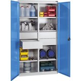 eurokraft pro Jeklena omara za težka bremena, 6 polic, 4 predali višine 180 mm, svetlo siva/svetlo siva | Shoptok.si