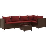 Maison Chic Seti vrtnega pohištva - Vrtna garnitura - Vrtni pohištvo set 6-delna z blazinami rjav poli ratan, (21806228) | Shoptok.si