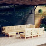  10-dijelna vrtna garnitura od borovine s krem jastucima | shoptok.hr